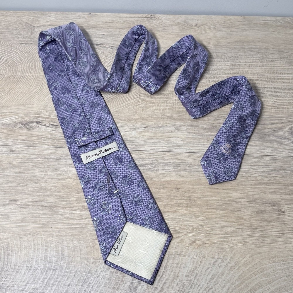 Tommy Bahama Purple Floral Designer Neck Tie Mens Classic Island Style Corpcore - Picture 7 of 13